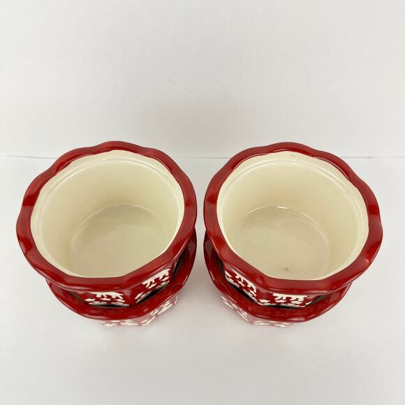 Artisan by Ciroa Reindeer Snowflake Ramekins Red and White Stoneware - Picture 2 of 4